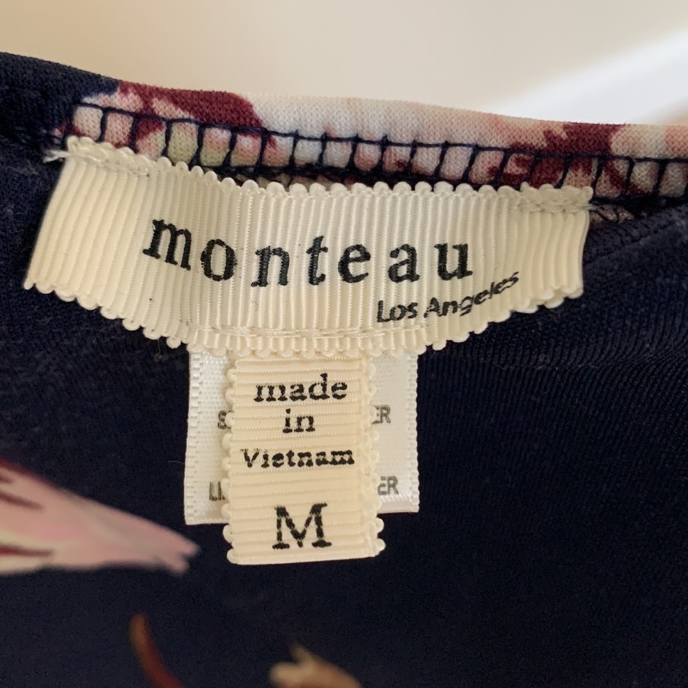 Monteau navy blue floral skater dress medium - Picture 4 of 8